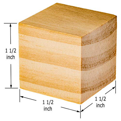 Wooden Cubes for Arts and Crafts – DIY - Photo Blocks - 1.5 Inch Unfinished Natural Wood Blocks – 50 Pieces – by Dragon Drew