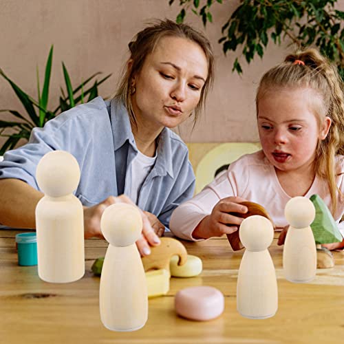 Toyvian 50pcs White Embryo Wood Doll Peg Doll Kit Unfinished Peg Dolls Wood Peg Dolls Natural Wooden Mushroom Kids Glass Mushroom Painting Puppets Toyvian