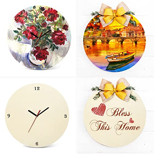 Whaline 14 Inch Wood Circles for Crafts, 10Pcs Unfinished Crafts Wood Slices with 32.8ft Twine and 19.7ft Ribbon DIY Wooden Blanks for Door Hanger Whaline