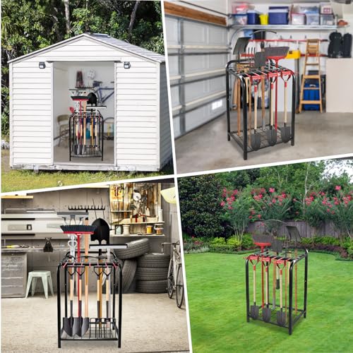 Trieez Heavy Duty Garden Tool Storage, Alloy Steel Garden Tool Organizer - Sturdy Metal Garden Tool Organizer for Garage, Tools, Shed, Yard Tool Trieez