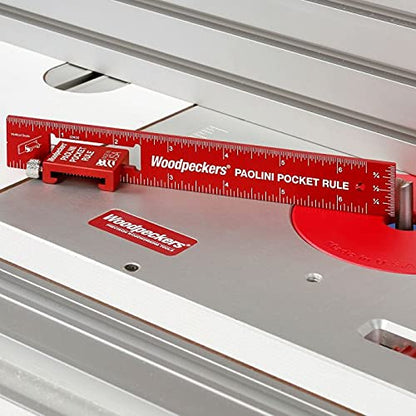 Woodpeckers Paolini Pocket Rules, 8 Inch Aluminum Woodworking Ruler with Slide Stops - WoodArtSupply