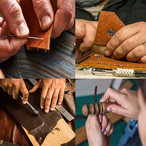 Dorhui Leather Craft Tools Kit, Leather Working Tools and Supplies for Christmas Gift Leather Craft Stamping Tool Waxed Thread Groover Awl Stitching Dorhui