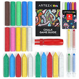 Arteza Kids Sidewalk Chalk, Set of 36 Pieces, Easy-to-Hold Handmade Washable Chalk with a Game Guide, Art Supplies for Outdoors, Spring and Summer Arteza Kids