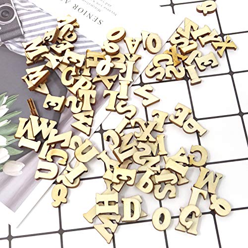 Honbay 104PCS 15mm/0.6inch Wooden Letters, Letter Wood Pieces Wood Slices Wood Chips for DIY Crafts - 26 Letters, 4pcs for Each