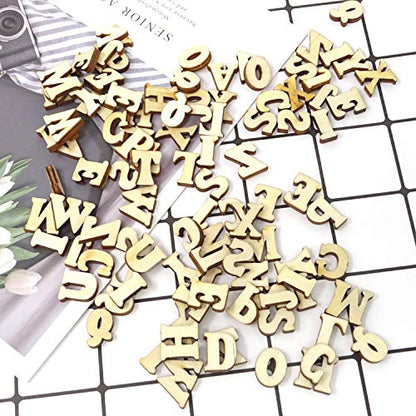 Honbay 104PCS 15mm/0.6inch Wooden Letters, Letter Wood Pieces Wood Slices Wood Chips for DIY Crafts - 26 Letters, 4pcs for Each