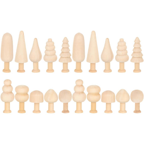 TEHAUX 20pcs Unfinished Wooden Trees, Blank Wooden Peg Dolls 5 Shape Mini Wooden Xmas Tree Craft Natural Small Wooden Tree for Arts Carfts Painting TEHAUX