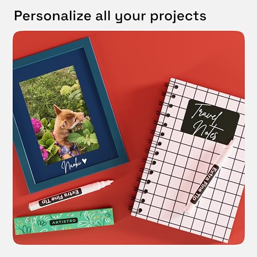 ARTISTRO 2 White Acrylic Paint Pens for Rock Painting Ceramic Wood Glass Tire Plastic - 0.7mm Extra Fine Tip Paint Markers Ideal for Labeling DIY ARTISTRO