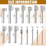 15 Pieces Wood Carving and Engraving Drill Bit Double Cut Carbide Rotary Burr Woodworking Drill Bits Set for DIY Woodworking, Drilling, Engraving, Honoson