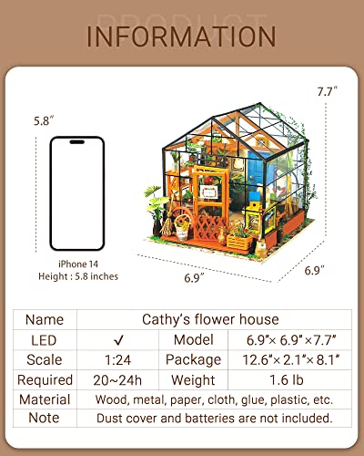 Rolife DIY Miniature Dollhouse Kit,Green House with Furniture and LED,Wooden Dollhouse Kit,Best Birthday and Valentine's Day Gift for Women and Girls Rolife