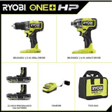ONE+ HP 18V Brushless Cordless Combo Kit w/ 1/2 in. Drill, 1/4 in. Impact Driver (2) 2.0 Ah Batteries, Charger and Bag RYOBI
