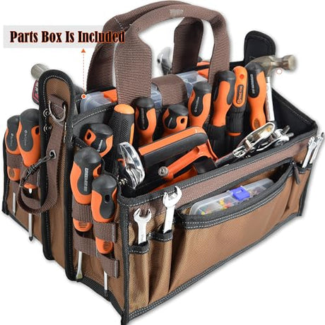 20Pockets Tool tote, Electrician tool bag, HVAC tool bag, Tech tool bag, Open top tool bag, Electrician bag, HVAC bag, Electrical tool bag, Open tool WELKINLAND