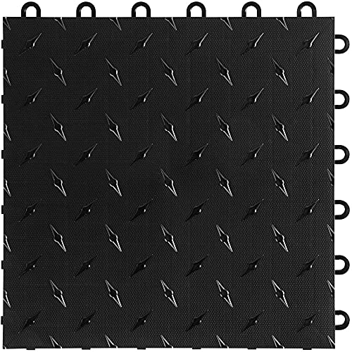Speedway Garage Floor Diamond Tile, 12 x 12-Inch, Black, 50-Piece Set Speedway