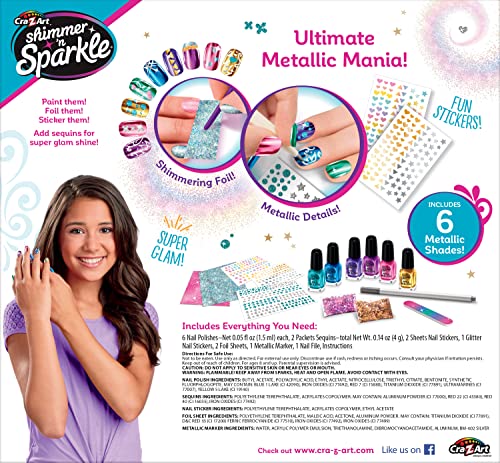 Shimmer 'n Sparkle Metallic Rainbow Nail Art Design Kit for Ages 8 and up Cra-Z-Art
