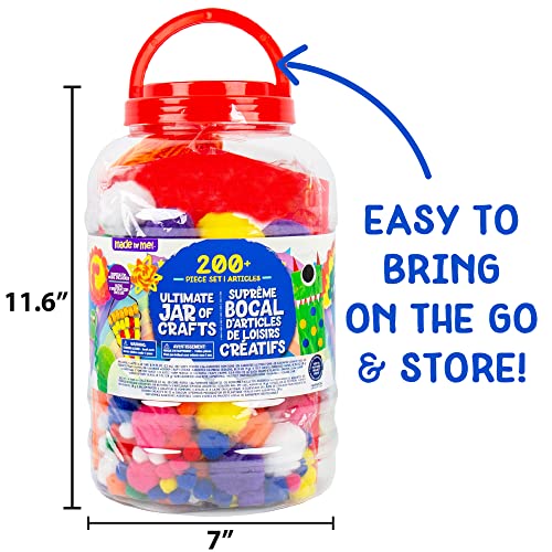 Made By Me! Ultimate Jar of Crafts, 200+ Piece Rainbow Craft Supply Bundle, Craft Supplies Starter Kit, Great Arts & Crafts Kit for Travel and