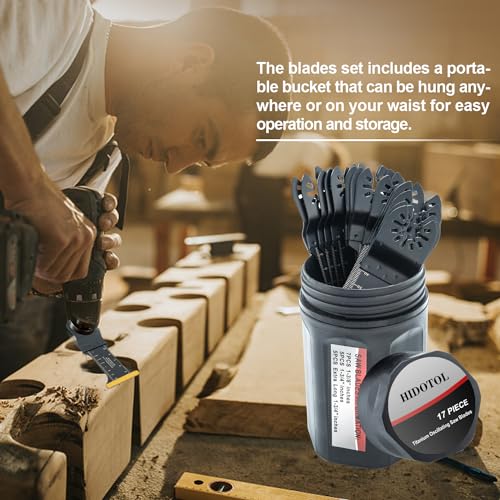 HIDOTOL 17 PCS Titanium Oscillating Saw Blades Universal Multitool Blades for Cutting Hard Material, Metal Nails, Wood, Plastic, Oscillating Tool HIDOTOL