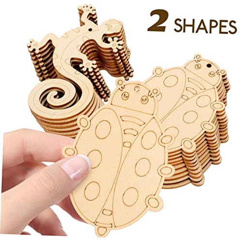 COHEALI 20pcs DIY Pendant Zero for Him Unfinished Dragonfly Nativity Crafts for Kids Wooden Ladybug Ornaments Unfinished Wood Animal Shapes Wood COHEALI