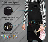 RUVANTI Work Aprons for Men/Women with Pockets - Adjustable up to XXL - Professional Grade Durability - Black Apron for Barber, Chef, BBQ, Kitchen, RUVANTI