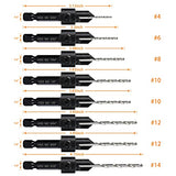 8 Pack Woodworking Countersink Drill Bits Set 3in1, Heavy Duty M2 Pilot Drill Bits Depth Adjustable, 82-Degree Chamfer, 1/4” Hex Shank, for DECKRKAT