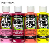 DecoArt Fluid Art Ready- to-Pour Acrylic Paint Set, Sweet Treat Color Palete, Set of 4, 4 fl oz, Bottle DecoArt
