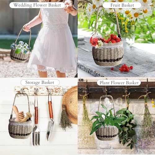 AOUXSEEM 99 Pcs Basket Weaving DIY Kits for Beginners, Jute Rope Woven Lace Storage Flower Basket with Handles for Easter Picnics Home Wedding