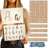 Boutique Calligraphy Stencil Template Kit - 45 Reusable Pieces Includes Lettering Upper and Lowercase both Large Small, Numbers, Punctuation, Laurels Citrusy Boutique