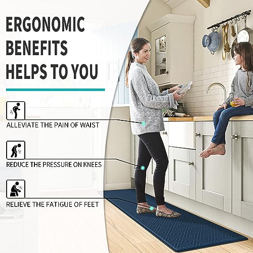 DEXI Anti Fatigue Kitchen Mat, Cushioned Kitchen Rugs Non Slip, Waterproof Comfort Standing Kitchen Floor Mat, 17"x29", Navy DEXI