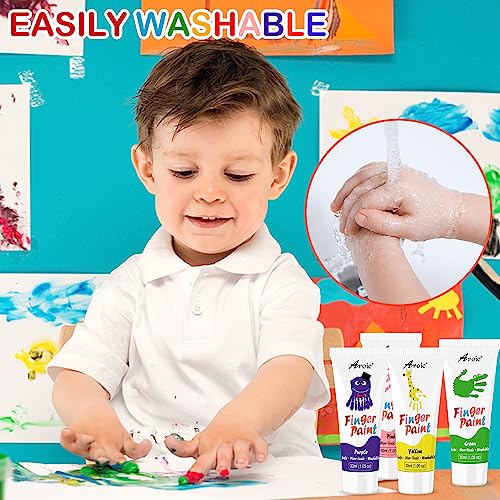AROIC 8PCS Washable Finger Paint for Kids, Non-Toxic Finger Paint 8Colors,  Art Painting Supplies for Toddlers, Finger Painting Supplies for Kids Boys