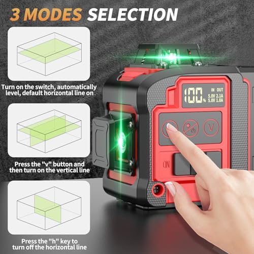 8 Line Laser Level 2×360° Leveling Green Laser Self Level Tool，200ft 2D Green Line Cross for Leveling Tool for Construction and Picture Hanging，Laser Ereoin