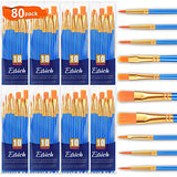 ESRICH Acrylic Paint Brushes Set,8Packs /80 Pcs, Nylon Brush Head, Suitable for Acrylic, Oil, Watercolor,Rock Body Face Nail Art,Perfect Suit of Art ESRICH