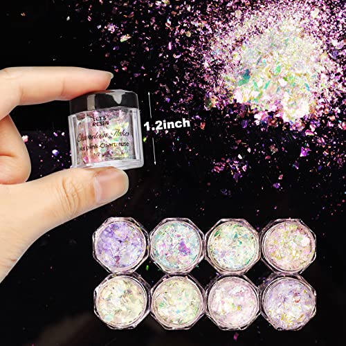 LET'S RESIN Chameleon Chunky Flakes, Resin Supplies-8 Color Intense Colorshift Pigment Powder for Resin Crafts/Tumblers, Chrome Powder Iridescent LET'S RESIN