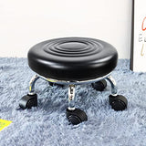 WKWKER Modern Roller Seat PU Leather Low Round Rolling Stool 360° Swivel Small Stool with Universal Caster Wheels Foot Stool for Home Office Garage WKWKER