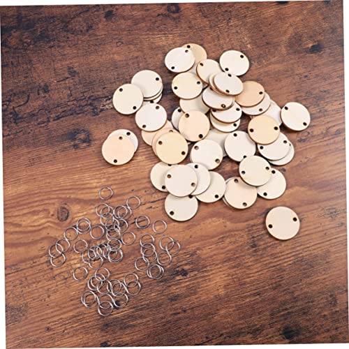 USHOBE 50pcs Wooden Circles for Crafts Wall Pediments Wooden Circle Discs Circle Tags Unfinished Wooden Slices Wooden Birthday Calendar Family