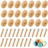 36 Pack Wooden Wheels Toys Wooden Wheels for Crafts Toys Wooden Craft Wheels Wooden Mini Wheels with Axle Pegs for Crafts DIY Toy Cars Painting Civaner