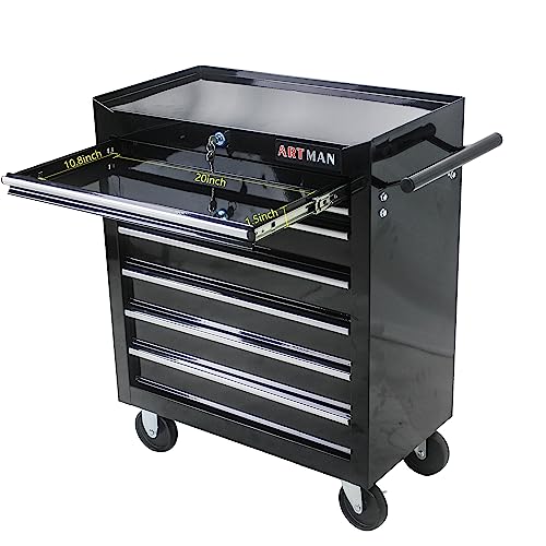 Rolling Tool Chest, 7-Drawer Rolling Tool Box With Interlock System And Wheels For Garage, Warehouse, Workshop, Repair Shop (Black, 7-Drawers) - WoodArtSupply