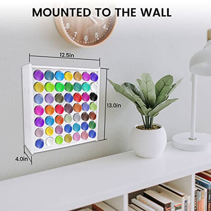 YUIONNAY Craft Paint Storage-Paint Rack Organizer with 49 Holes for Miniature Paint Set - Wall-Mounted Craft Paint Storage Rack - 2oz Craft Paint