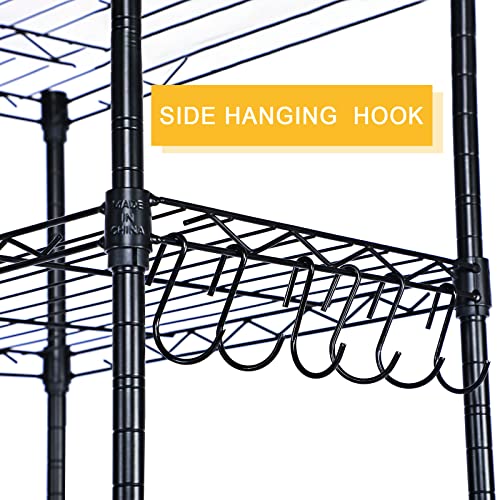 HealSmart Heavy Duty 6-Shelf Shelving with Wheels, with Hanging Hooks, Wire Shelving, Adjustable Storage Units, 29.92'' D x 13.98'' W x 71.65' H, 6 HealSmart