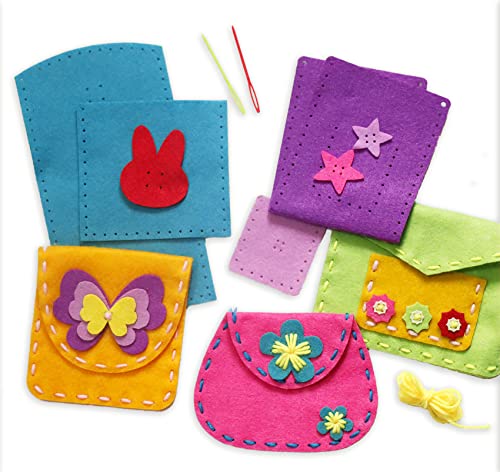 Flying Childhood Felt Craft Kits for Girls Christmas Gift Sewing Own Purses Arts and Crafts for Kids Ages 5 6 7 8 DIY Projects for Beginners Toddlers Flying Childhood