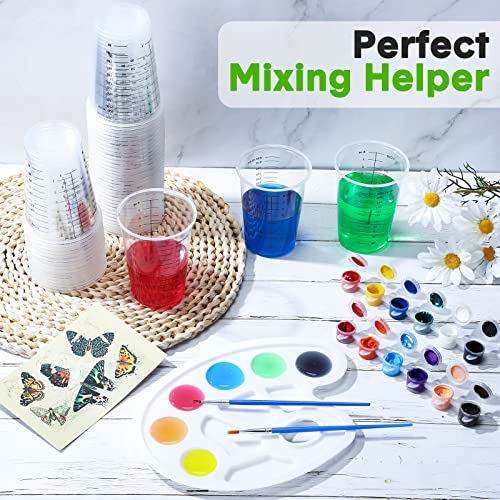 200 Count Disposable Measuring Cups for Resin 8 oz Clear Plastic Epoxy Cups Reusable Multipurpose Stain Paint Liquid Mixing Cups for Cooking and Yunsailing