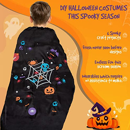 jackinthebox Halloween Crafts for Kids | Contains 6 Chunky Craft Projects | Great Halloween Costume for Kids | Incl. Halloween Cape, Pumpkin Pouch,