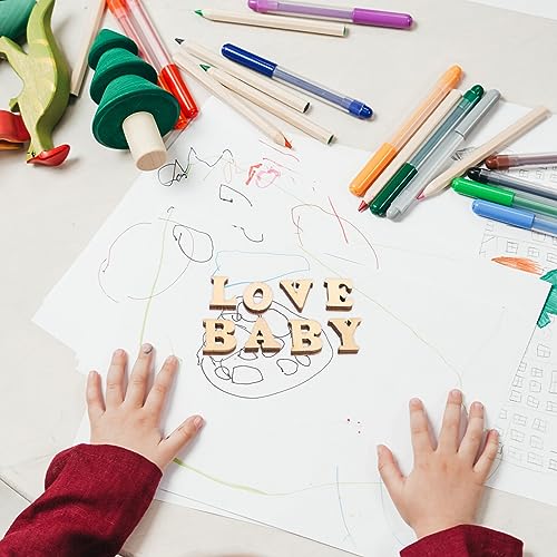 KALLORY 100pcs 15mm Wooden Letters for Crafts Unfinished Wooden Alphabet Letters Small Wood Letters for DIY Painting KALLORY