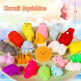 FLY2SKY 45Pcs Mochi Squishy Toys Mini Squishies Kawaii Animal Squishies Party Favors for Kids Cat Panda Unicorn Squishy Novelty Stress Relief Toys FLY2SKY