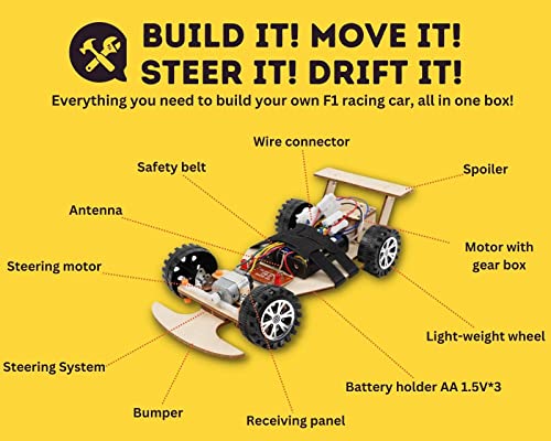 Pica Toys Wireless Remote Control Car Kit F1, Science Project Kit for Kids/Students/Education, STEM Project Model Car Kits to Build, Ideal Choice for Pica Toys