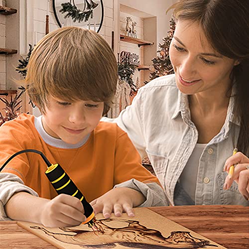 Professional Wood Burning Kit， 60W Pro Pyrography Pen Wood Burner with 24 Wire Nibs Tips Including Ball Tips， Wood Burning kit for adults and kids.Ideal for pyrography on wood, cork, leather, gourds