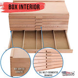 U.S. Art Supply 6 Drawer Wood Artist Supply Storage Box - Pastels, Pencils, Pens, Markers, Brushes US Art Supply