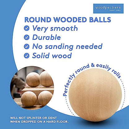 3 inch Wooden Round Ball, Bag of 5 Unfinished Natural Round Hardwood Balls, Smooth Birch Balls, for Crafts and DIY Projects (3 inch Diameter) by