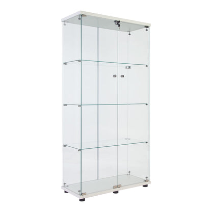 nifoti 64.56" H 4-Shelf Glass Display Cabinet,Curio Cabinet Collection Display Case with Two Door&Locks,Floor Standing Bookshelf for Living Room