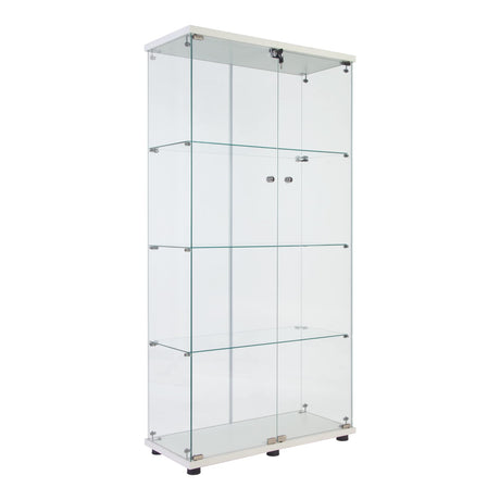 Nifoti 64.5" High 4-Shelf Double Door Glass Display Cabinet with Locks - Versatile Curio and Bookshelf for Living Room nifoti