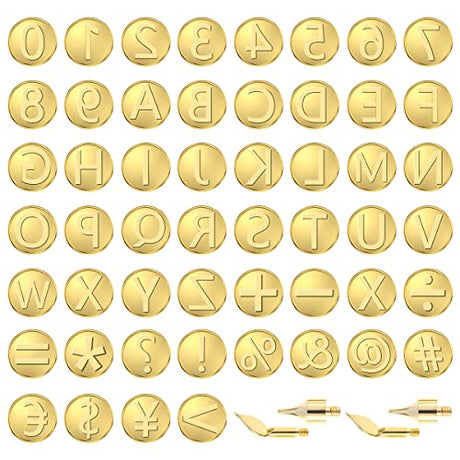 FUYGRCJ- 56Pcs Wood Burning Tip Set Letter Wood Burning Tool Including Alphabet Number Symbol Durable Brass Alphabet Number Template for DIY FUYGRCJ