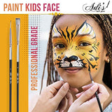 Face Paint Kit for Kids - 58 pcs. Set with Water Based - Quick Dry - Non-Toxic Sensitive Skin Paints - Glitters - Sponge Applicators - Professional ADIS&GUYS ART SUPPLY