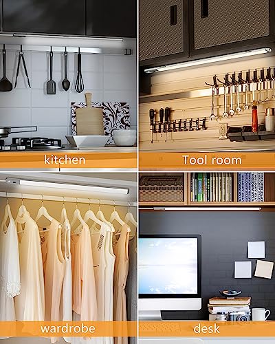 Under Counter Lights for Kitchen, Plug in Under Cabinet Lights with Memory Function, 16 Inch LED Closet Light with 3 Colors 2800/4000/6500k, Super JieSico